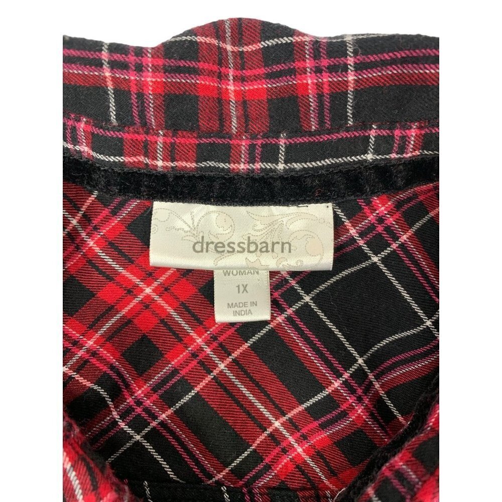 Dressbarn Women's Red & Black Plaid Top - Picture 3 of 7